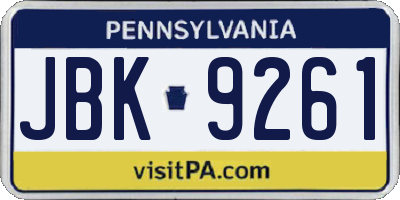 PA license plate JBK9261