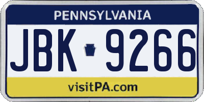 PA license plate JBK9266