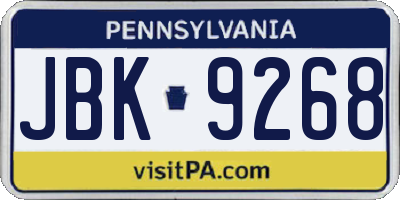 PA license plate JBK9268