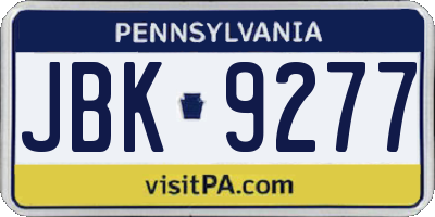 PA license plate JBK9277