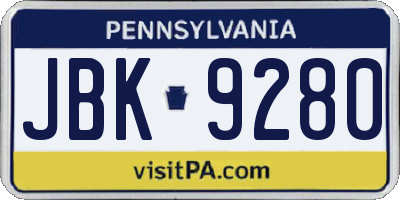 PA license plate JBK9280