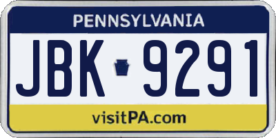 PA license plate JBK9291