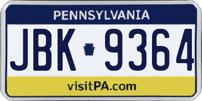 PA license plate JBK9364