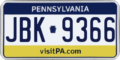 PA license plate JBK9366