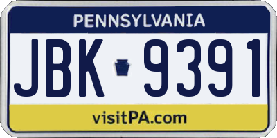 PA license plate JBK9391