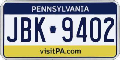 PA license plate JBK9402