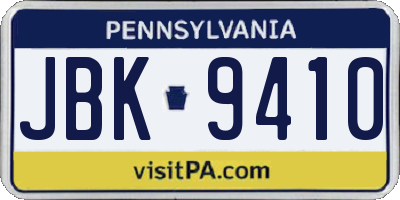 PA license plate JBK9410