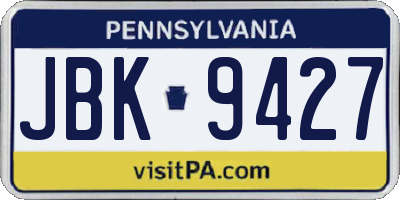PA license plate JBK9427