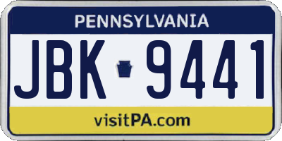 PA license plate JBK9441