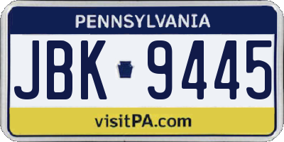 PA license plate JBK9445