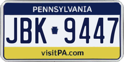 PA license plate JBK9447