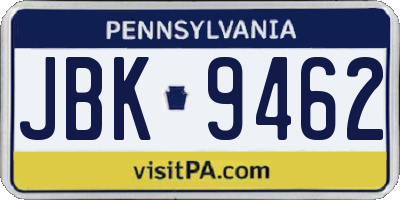 PA license plate JBK9462
