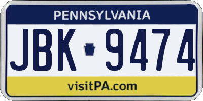 PA license plate JBK9474