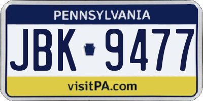PA license plate JBK9477