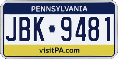 PA license plate JBK9481