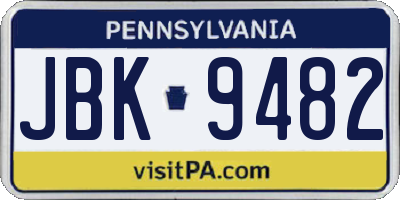 PA license plate JBK9482