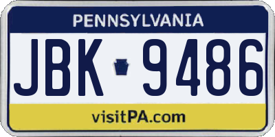 PA license plate JBK9486