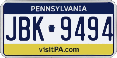 PA license plate JBK9494
