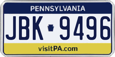 PA license plate JBK9496