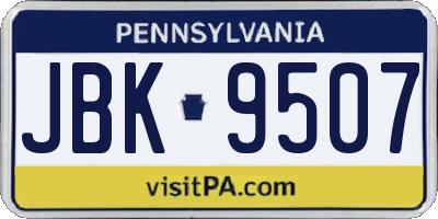 PA license plate JBK9507