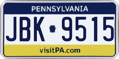PA license plate JBK9515