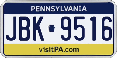 PA license plate JBK9516