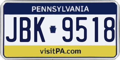 PA license plate JBK9518