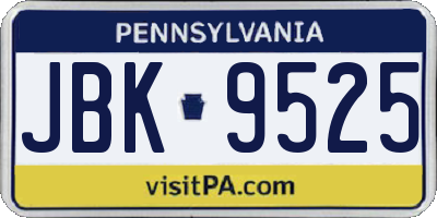 PA license plate JBK9525