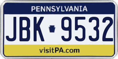PA license plate JBK9532