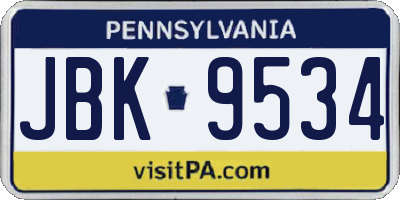 PA license plate JBK9534