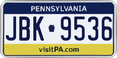 PA license plate JBK9536