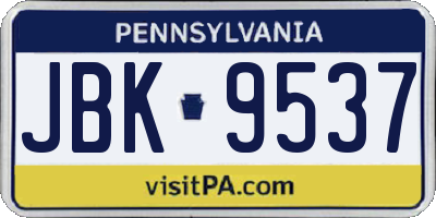 PA license plate JBK9537