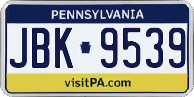 PA license plate JBK9539