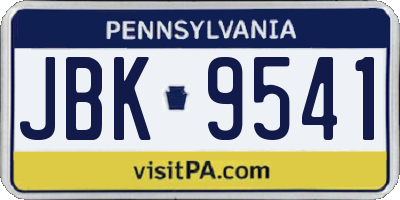 PA license plate JBK9541