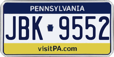 PA license plate JBK9552