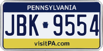 PA license plate JBK9554