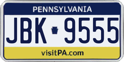 PA license plate JBK9555