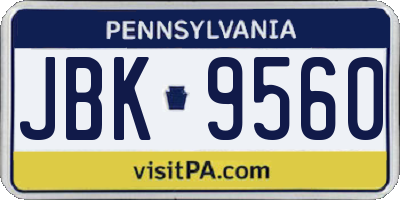 PA license plate JBK9560