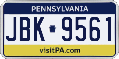PA license plate JBK9561