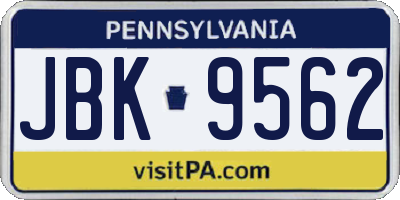 PA license plate JBK9562