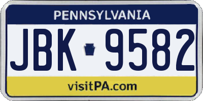 PA license plate JBK9582