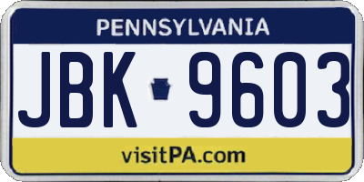 PA license plate JBK9603