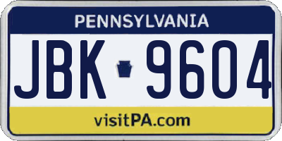 PA license plate JBK9604