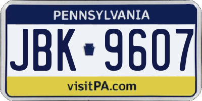 PA license plate JBK9607