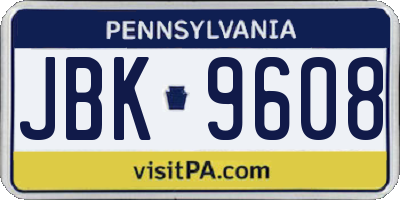 PA license plate JBK9608