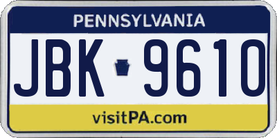 PA license plate JBK9610