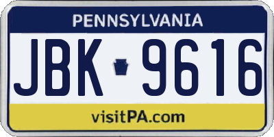 PA license plate JBK9616