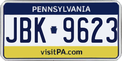 PA license plate JBK9623