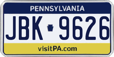 PA license plate JBK9626