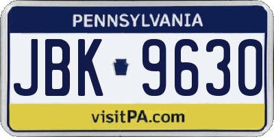 PA license plate JBK9630